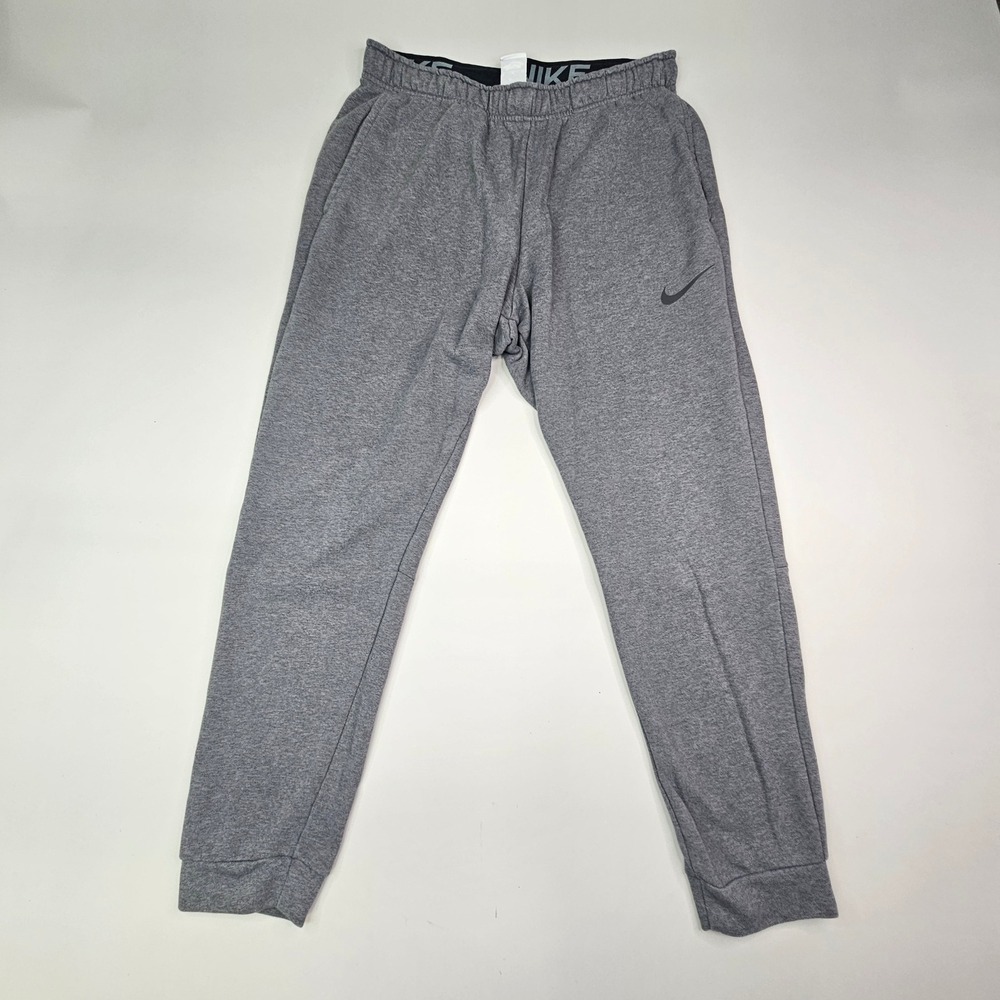 Nike Joggers Men Large Gray DRI-FIT Fleece Tapered Sweatpants Pockets Active